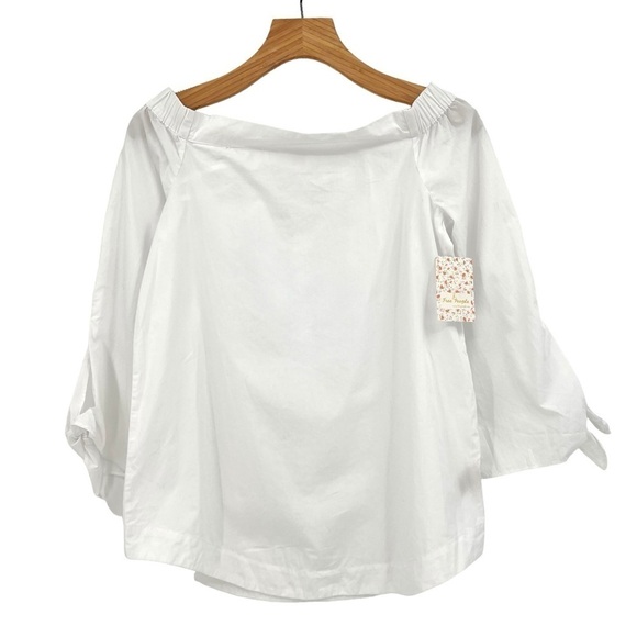 Free People Show Me Some Shoulder Off the Shoulder Cotton Top in White Size XS - Picture 2 of 12